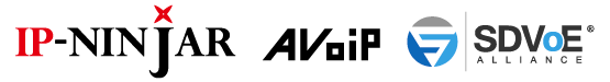 ロゴ：AV over IP、IP-NINJAR、SDVoE