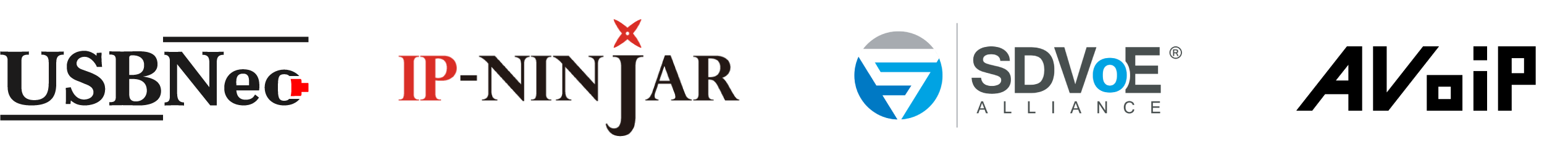 ロゴ：USBNeo,IP-NINJAR,SDVoE,AVoIP